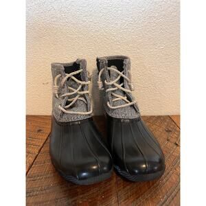 Woman’s Size 6 Saltwater, Black, Sperry “duck boots” Rubber Boots.